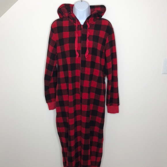 Women’s Gap Maternity Hooded Flannel Onesie - Picture 1 of 6